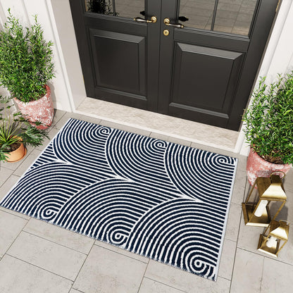 Tiffasea Woven Runner Rug 2'x6', Machine Washable Indoor Outdoor Rugs Cotton Woven Area Rug Hallway Runner Rug Entryway Rug for Living Room/Laundry/Bathroom/Bedroom(Black and White)