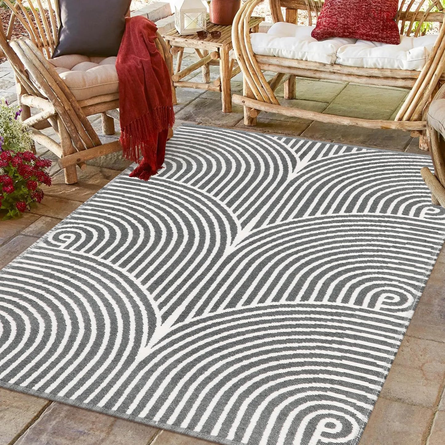 Tiffasea Woven Runner Rug 2'x6', Machine Washable Indoor Outdoor Rugs Cotton Woven Area Rug Hallway Runner Rug Entryway Rug for Living Room/Laundry/Bathroom/Bedroom(Black and White)