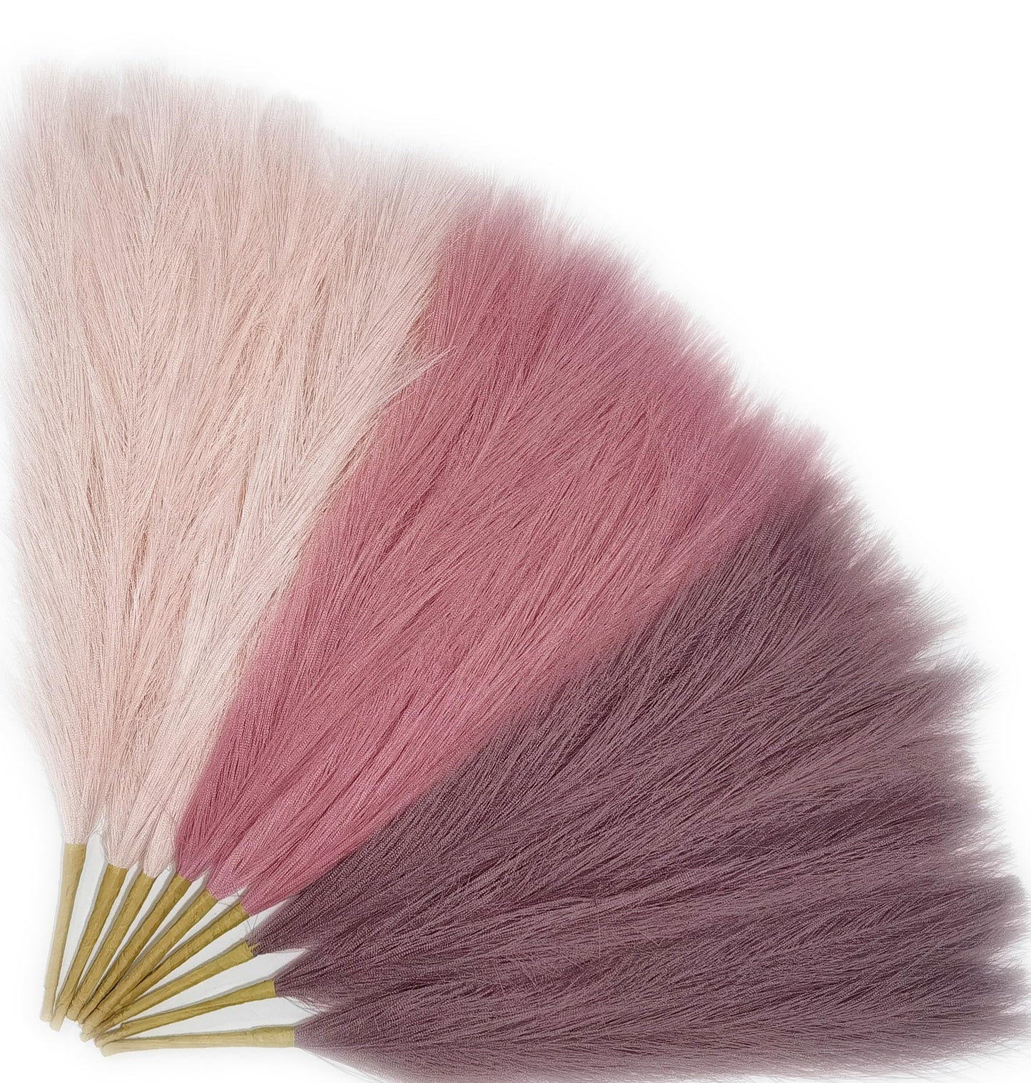 9 Pcs 17" Pampas Grass Decor Pink Purple Faux Dried Fluffy Fake Small Violet Pompas Artificial Pompous Short Stems Bouquet Flower Arrangement Vase Filler for Boho Home Wedding Decoration