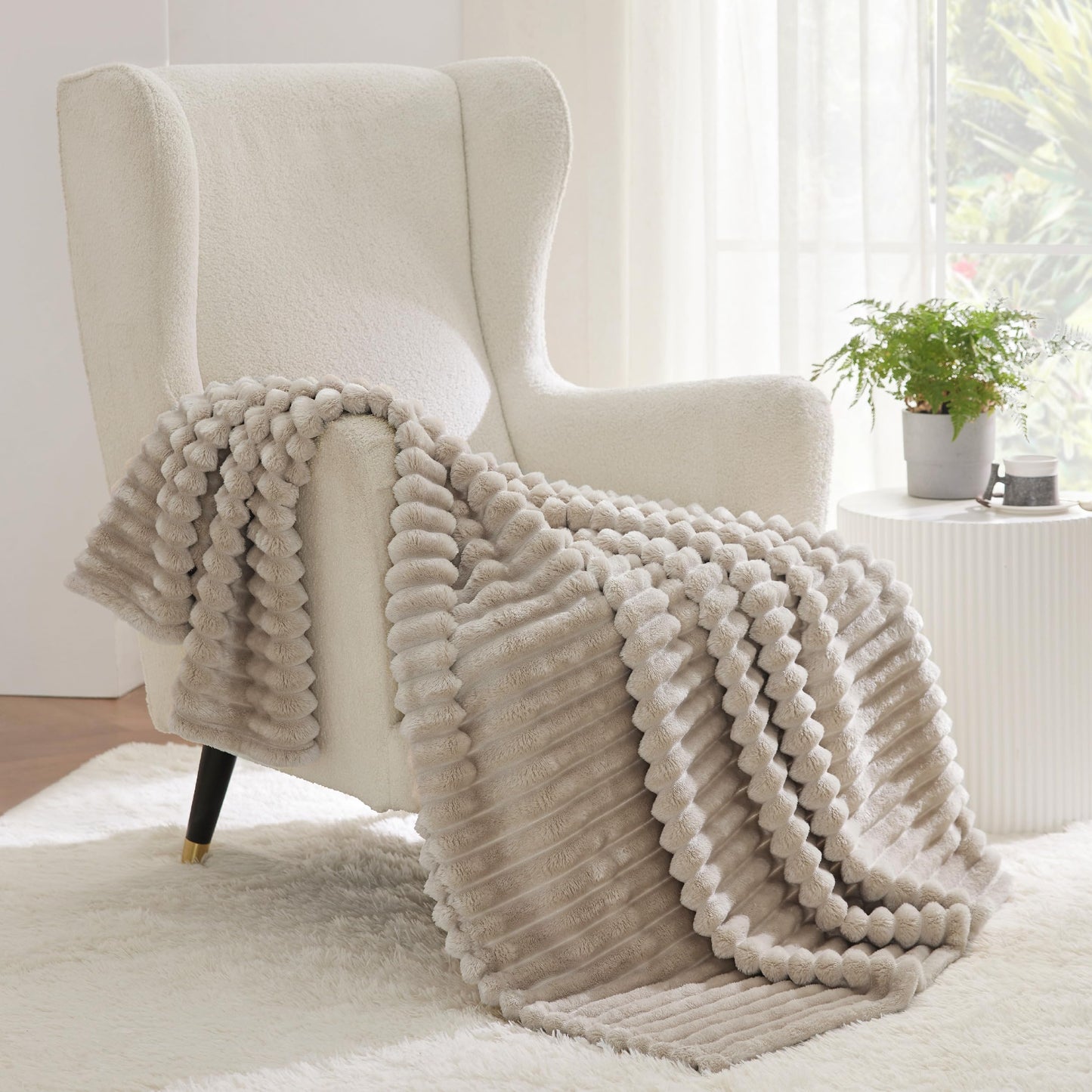 Bedsure White Throw Blanket for Couch - Super Soft Cozy Blankets for Women, Cute Small Fleece Blanket for Girls, 50x60 Inches