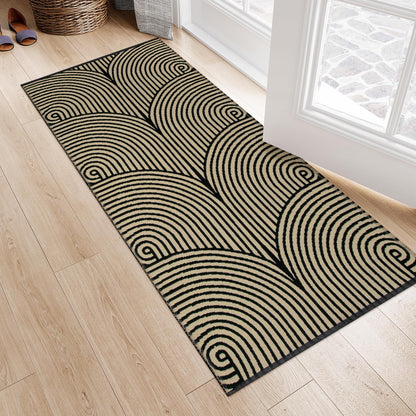 Tiffasea Woven Runner Rug 2'x6', Machine Washable Indoor Outdoor Rugs Cotton Woven Area Rug Hallway Runner Rug Entryway Rug for Living Room/Laundry/Bathroom/Bedroom(Black and White)