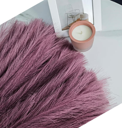 9 Pcs 17" Pampas Grass Decor Pink Purple Faux Dried Fluffy Fake Small Violet Pompas Artificial Pompous Short Stems Bouquet Flower Arrangement Vase Filler for Boho Home Wedding Decoration